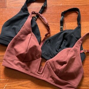 Free People Black and Brown Bralette Set